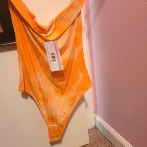 Orange dyed bodysuit